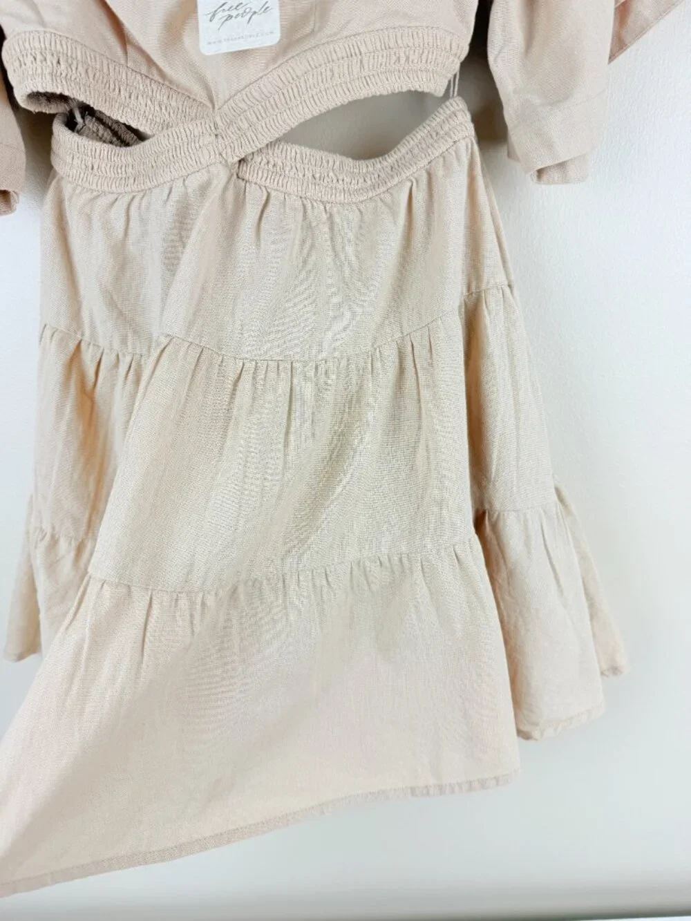 NWT Free People Cross Of Sunlight Cutout Smocked Mini Dress Size XS